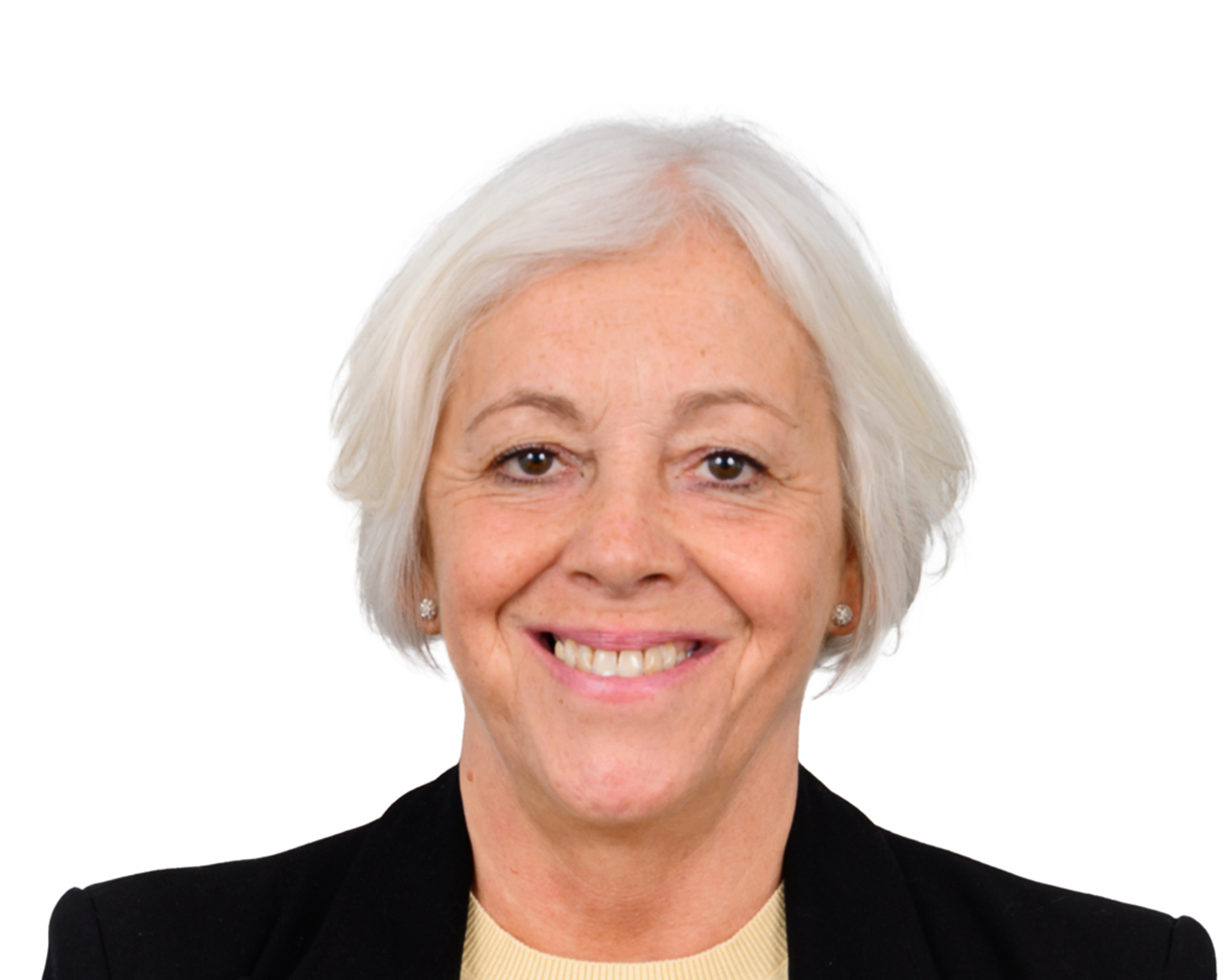 Professional headshot photograph of a staff member smiling at the camera against a white background, wearing formal business attire.
